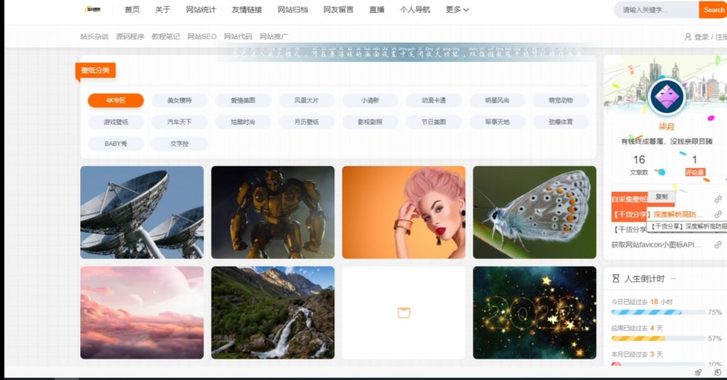 自采集壁纸网页源码-小纯洁娱乐网